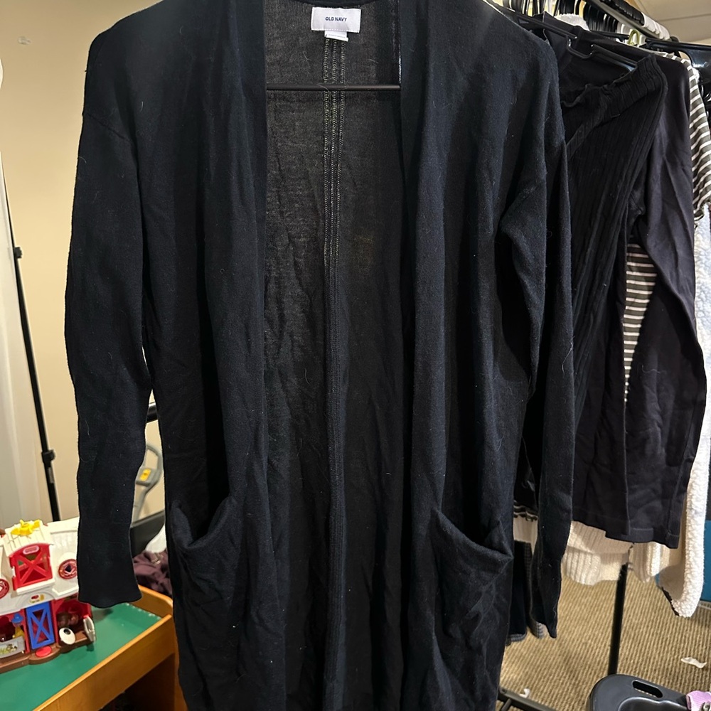 Old Navy Black Open-Front Long Cardigan
